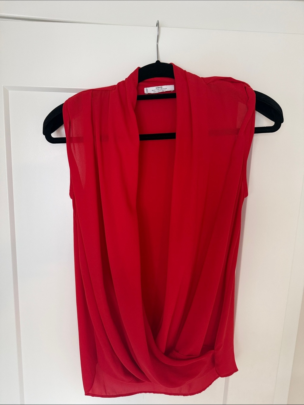 Sleeveless Red Draped Cowl Neck Camisole